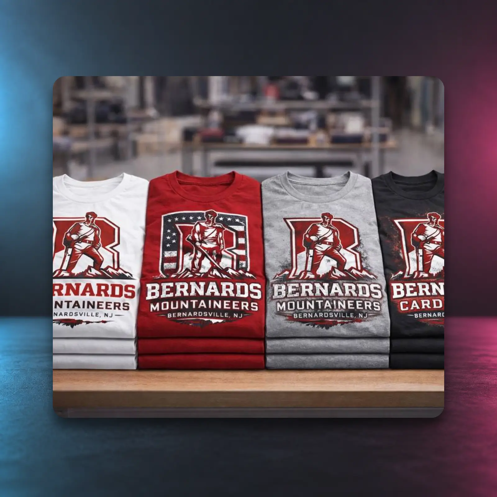 A selection of completed custom projects and branded merchandise by RCV